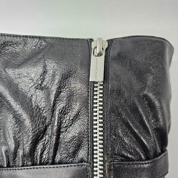 Michael Kors Stiletto High Heel Platform Boots Size 7.5 Black Leather Knee High - Picture 14 of 16